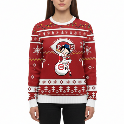 MLB Cincinnati Reds x Betty Boop Women’s Ugly Sweater