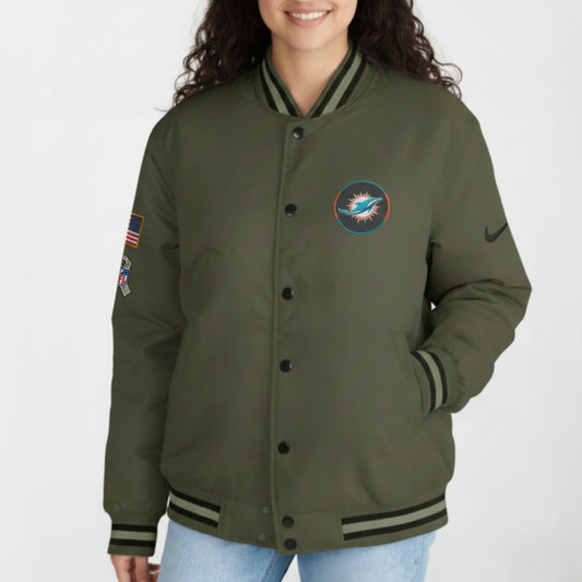 Miami Dolphins Nike Women's 2025 Salute to Service Varsity Jacket