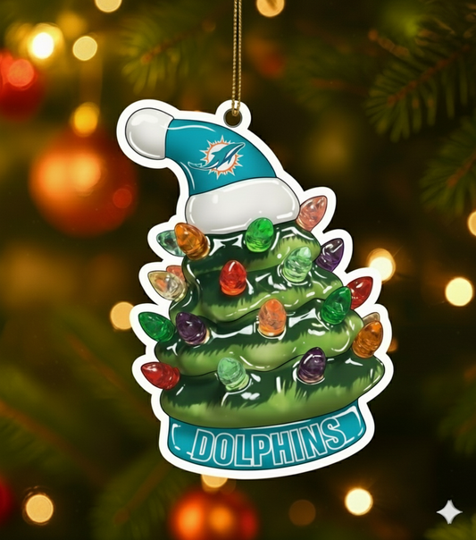 NFL Christmas Miami Dolphins Ornaments Ready to Hang Miami Dolphins Ornament Christmas Ornaments