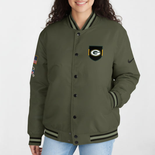 Green Bay Packers Nike Women's 2025 Salute to Service Varsity Jacket