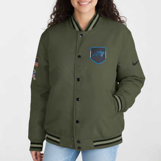 Carolina Panthers Nike Women's 2025 Salute to Service Varsity Jacket