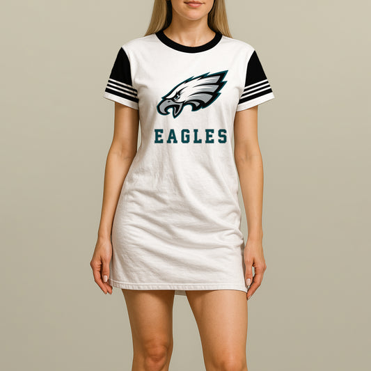 Women's Gameday Couture White Black Philadelphia Eagles Dress