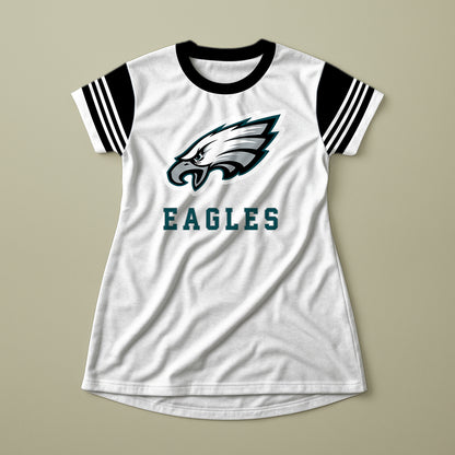 Women's Gameday Couture White Black Philadelphia Eagles Dress