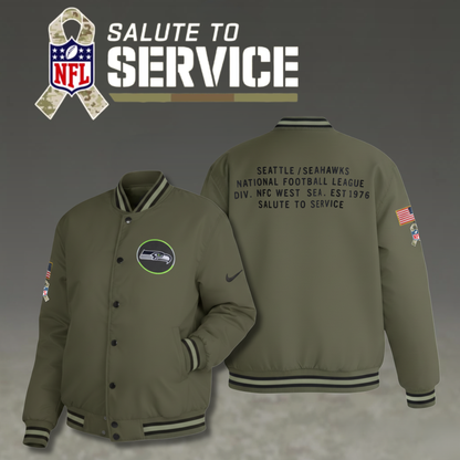 Seattle Seahawks Nike Women's 2025 Salute to Service Varsity Jacket
