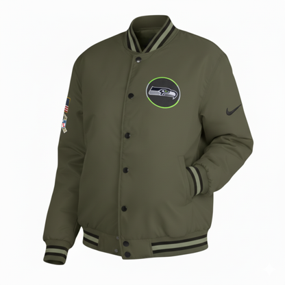 Seattle Seahawks Nike Women's 2025 Salute to Service Varsity Jacket
