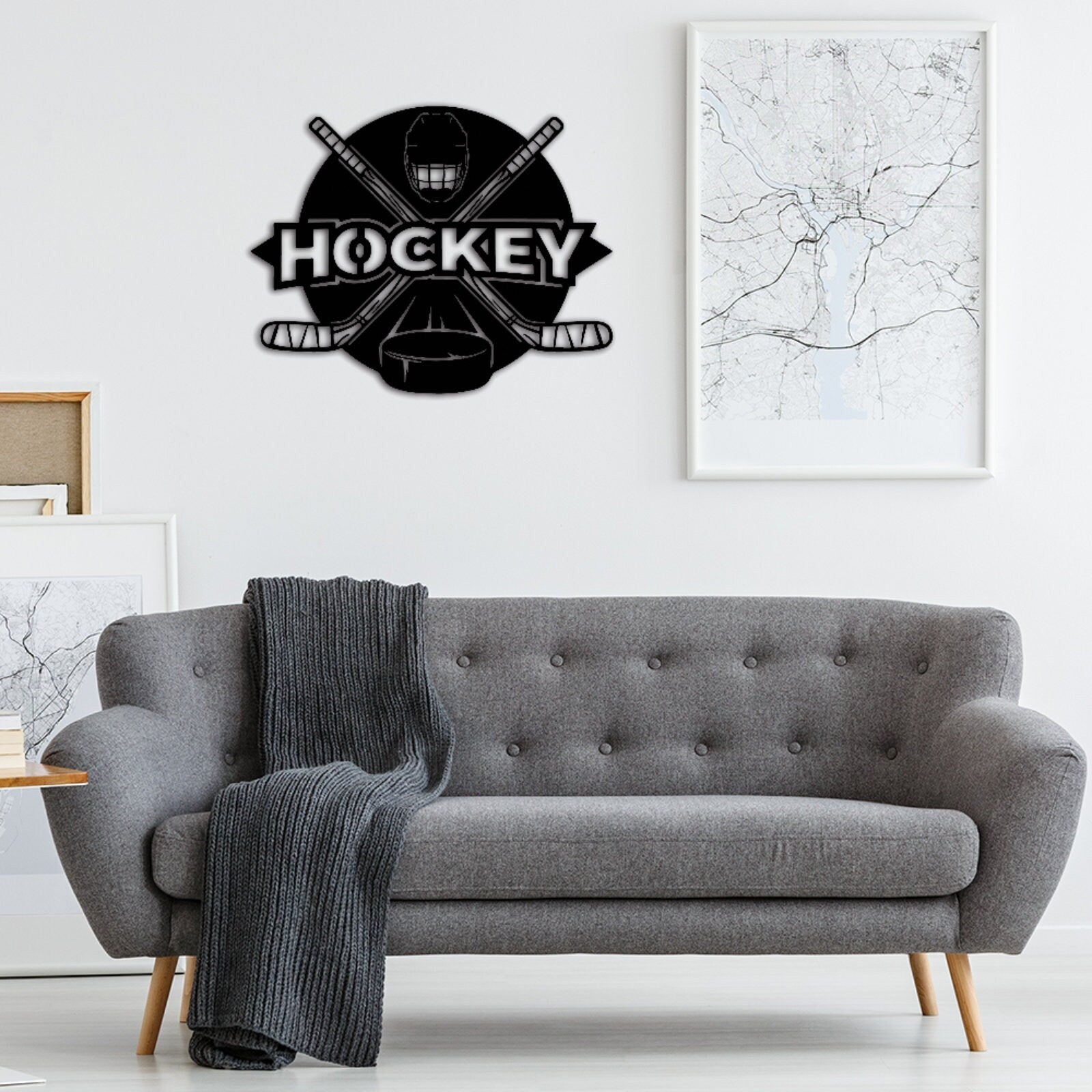 Hockey Stick Metal Sign,Personalized Hockey Wall Art,Hockey Wall Decor,Custom Hockey Player Name Sign,Hockey sign for Kids Room Decor