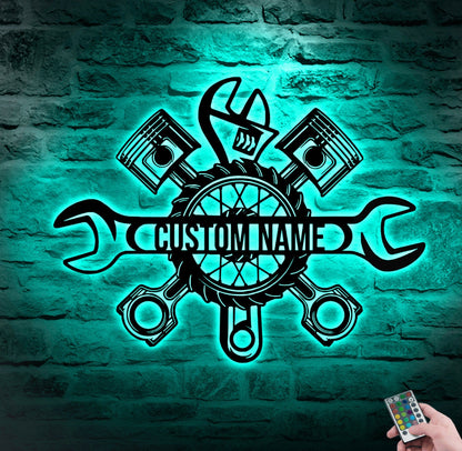 Personalized Garage Metal Sign With LED, Garage Metal Sign With Led Lights, Mechanic Gift, Fathers Day Gift, Gift For Dad, Garage Decor.1