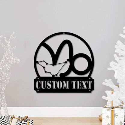 Personalized Metal Capricorn Zodiac Sign LED Light, Custom Capricorn Zodiac Metal Sign, Zodiac Name Sign, Gift For Birthday, Gift For Kid.