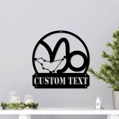 Personalized Metal Capricorn Zodiac Sign LED Light, Custom Capricorn Zodiac Metal Sign, Zodiac Name Sign, Gift For Birthday, Gift For Kid.