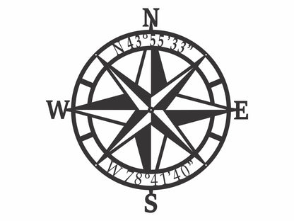 Metal Compass Wall Art, Laser Cut Metal Wall Sign, Nautical Compass Home Office Decor, Geometric Compass Sign, Black Metal Wall Art