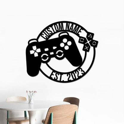 Custom Metal Gaming Sign with Led Light, Game Controller Metal Wall Art, Game Room Decor, Gamer Name Sign, Gaming Gift, Video Game Art