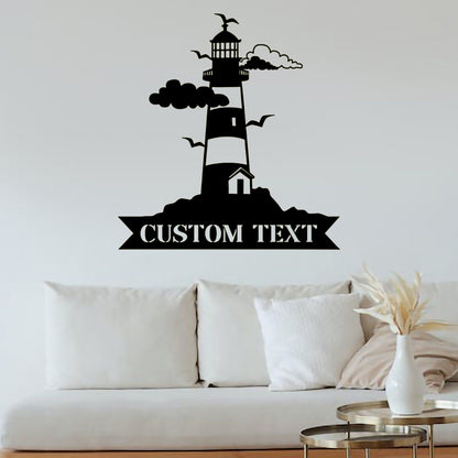 Custom Lighthouse Metal Wall Sign-Personalized Lighthouse Metal Art-Lighthouse Metal Wall Decor-Lighthouse Led Decor-Lighthouse Name Signs