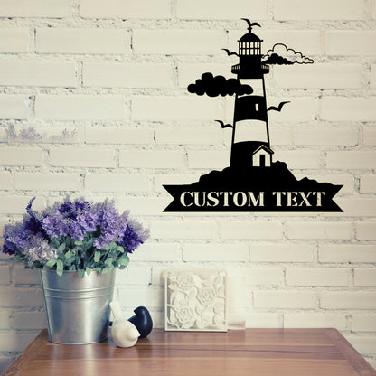 Custom Lighthouse Metal Wall Sign-Personalized Lighthouse Metal Art-Lighthouse Metal Wall Decor-Lighthouse Led Decor-Lighthouse Name Signs