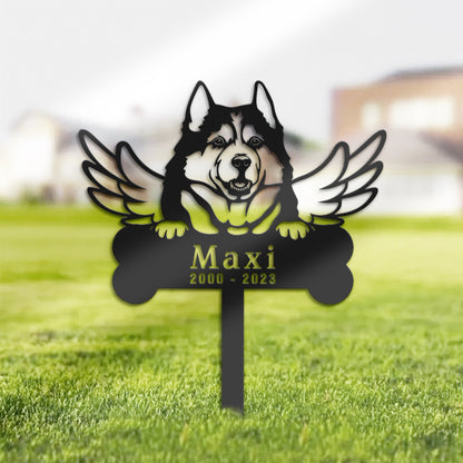 Personalized Husky Dog Memorial Stake, Metal Stake, Sympathy Sign, Pet Grave Marker, Remembrance Stake