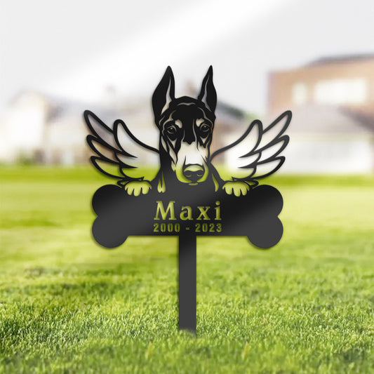 Personalized Doberman Dog Memorial Stake, Metal Stake, Sympathy Sign, Pet Grave Marker, Remembrance Stake