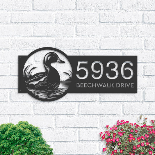 Personalized Duck Metal Address Sign | Custom Hanging Address Plaque House number | Yard Sign, Outdoor Sign