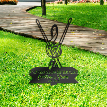 Personalized Drum sticks and music note Memorial Stake, Metal Stake, Sympathy Sign, Grave Marker, Remembrance Stake