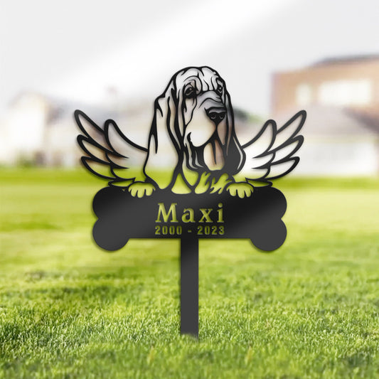 Personalized Bloodhound Dog Memorial Stake, Metal Stake, Sympathy Sign, Pet Grave Marker, Remembrance Stake