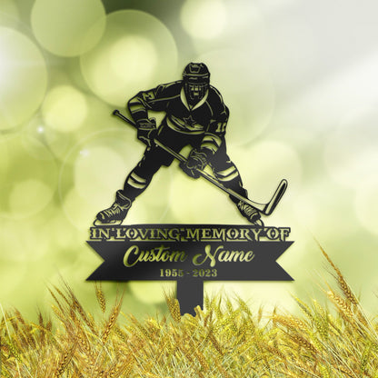 Personalized Hockey player Memorial Stake, Metal Stake, Sympathy Sign, Grave Marker, Remembrance Stake