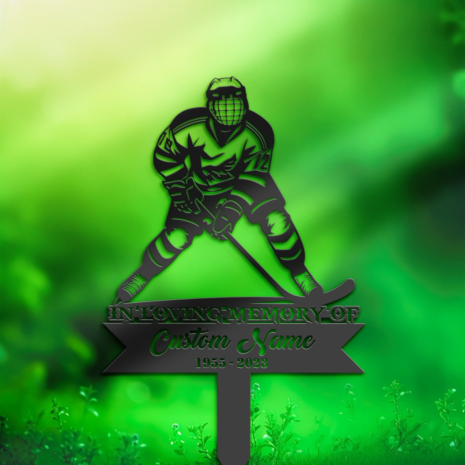 Personalized Hockey player Memorial Stake, Metal Stake, Sympathy Sign, Grave Marker, Remembrance Stake