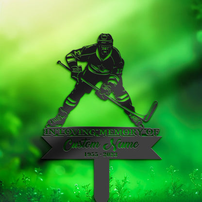 Personalized Hockey player Memorial Stake, Metal Stake, Sympathy Sign, Grave Marker, Remembrance Stake
