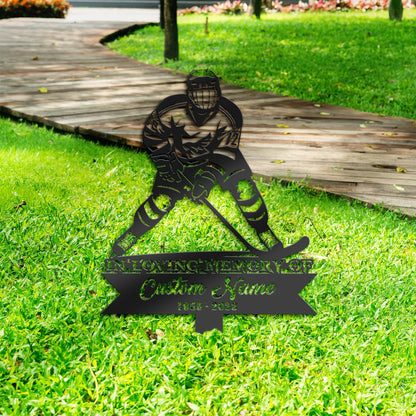 Personalized Hockey player Memorial Stake, Metal Stake, Sympathy Sign, Grave Marker, Remembrance Stake