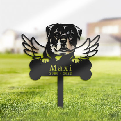 Personalized Rottweiler Dog Memorial Stake, Metal Stake, Sympathy Sign, Pet Grave Marker, Remembrance Stake