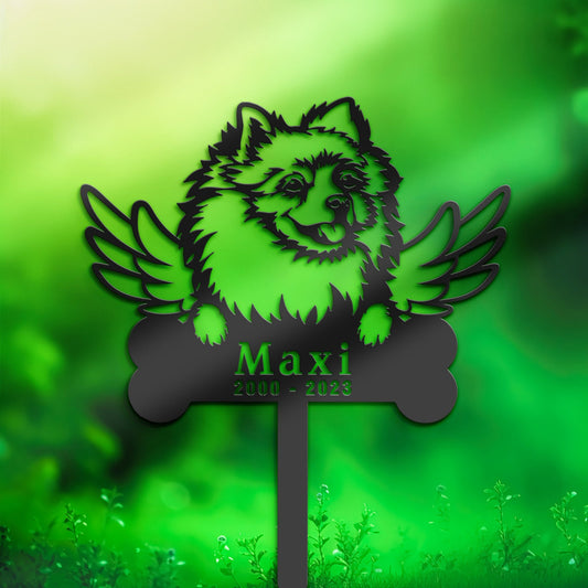 Personalized Pomeranian Dog Memorial Stake, Metal Stake, Sympathy Sign, Pet Grave Marker, Remembrance Stake