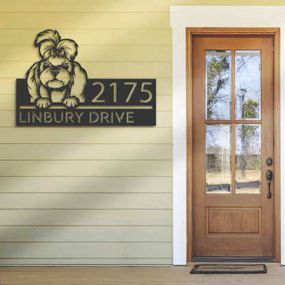 Personalized Shih Tzu dog, Puppy Metal Address Sign House number Hanging Address Plaque Yard Sign Outdoor decor Garden Stake