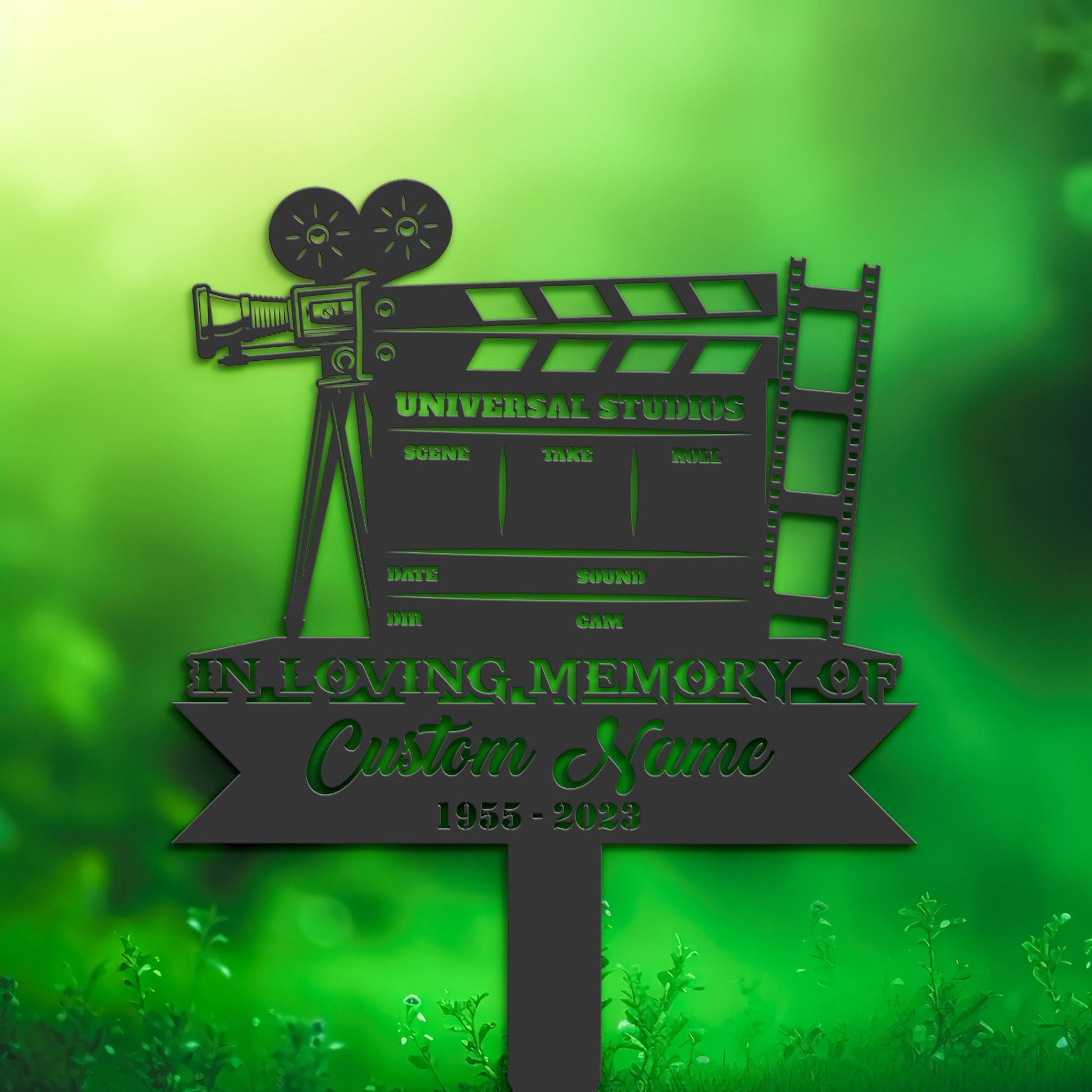 Personalized Movie director cameraman Memorial Stake, Metal Stake, Sympathy Sign, Grave Marker, Remembrance Stake