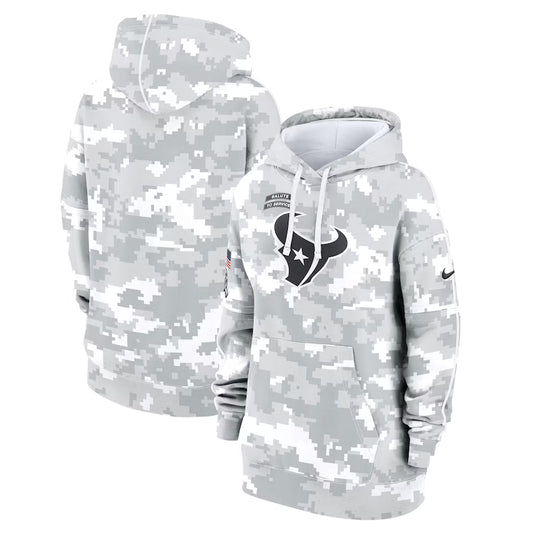Houston Texans Nike Women's Salute To Service Club Fleece Oversized Pullover Hoodie - Arctic Camo