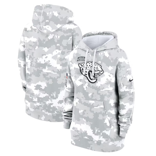 Jacksonville Jaguars Nike Women's Salute To Service Club Fleece Oversized Pullover Hoodie - Arctic Camo