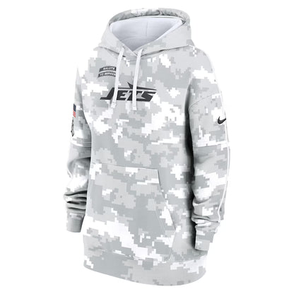 New York Jets Nike Women's Salute To Service Club Fleece Oversized Pullover Hoodie - Arctic Camo