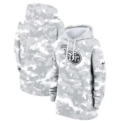 Tennessee Titans Nike Women's Salute To Service Club Fleece Oversized Pullover Hoodie - Arctic Camo