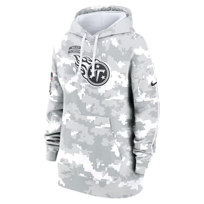 Tennessee Titans Nike Women's Salute To Service Club Fleece Oversized Pullover Hoodie - Arctic Camo